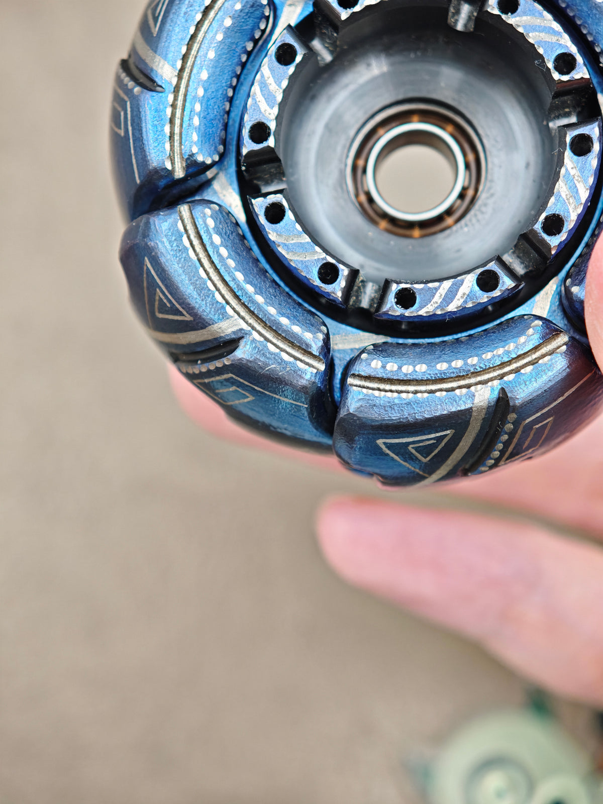 Pillbug Shell Opening Zirconium Color-Anodized Engraved
