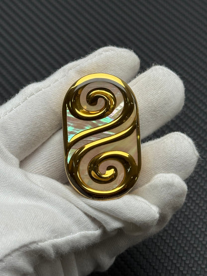 Ripple 2.0 Stainless Steel Gold Plated Resin-Sealed Engraved
