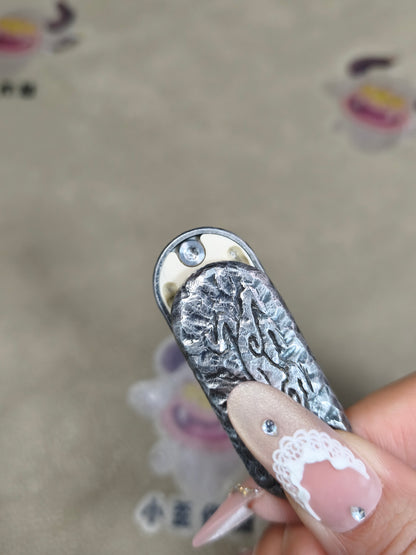 Top B Stainless Steel Stone Textured Engraved