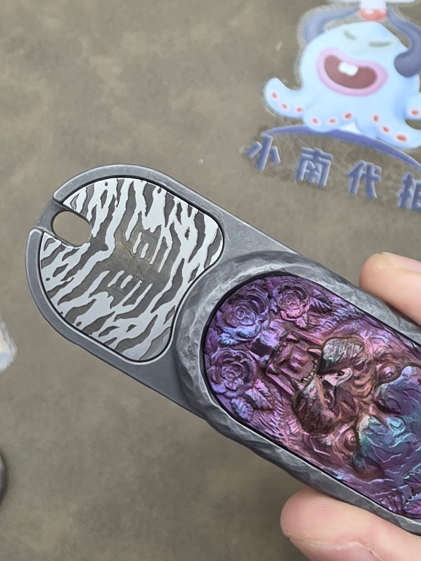 4 Stainless Steel Color-Anodized Stone Textured Resin-Sealed