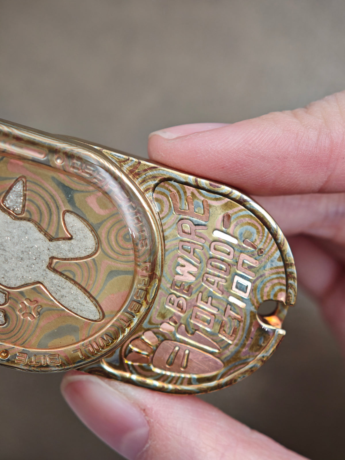 Grumpy Rabbit Rhythm Mokume Etched Resin-Sealed Polished