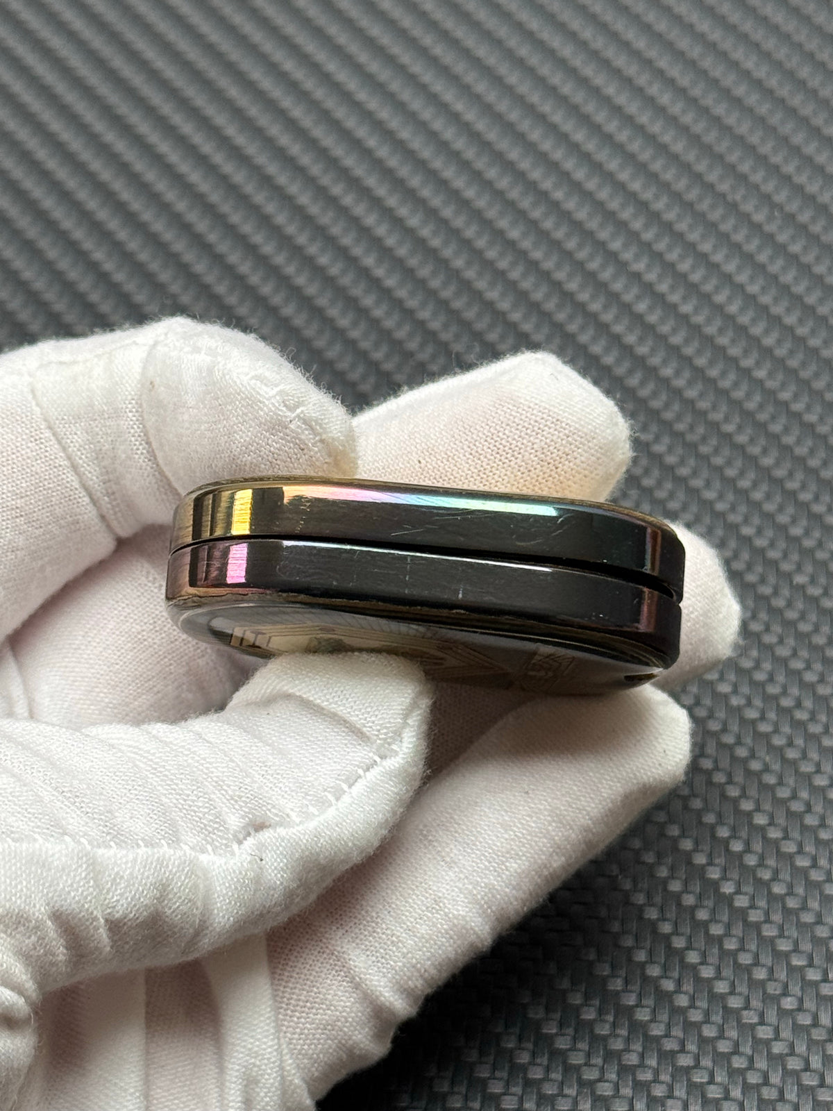 Grumpy Rabbit Rhythm Zirconium Color-Anodized Engraved Polished