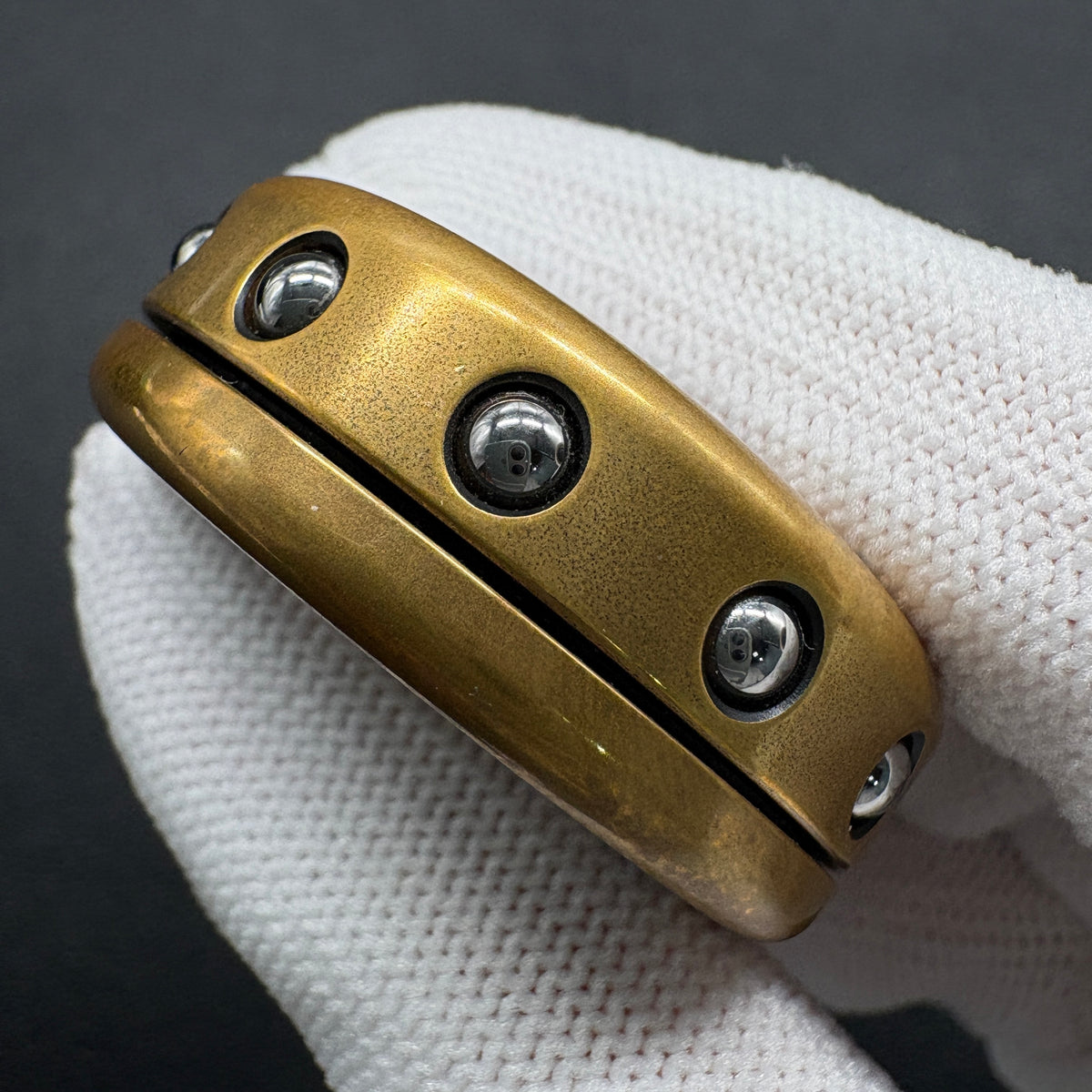 Dealer Button Brass Distressed Polished