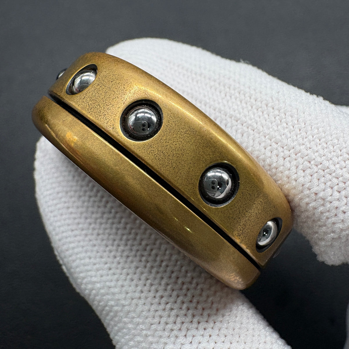 Dealer Button Brass Distressed Polished