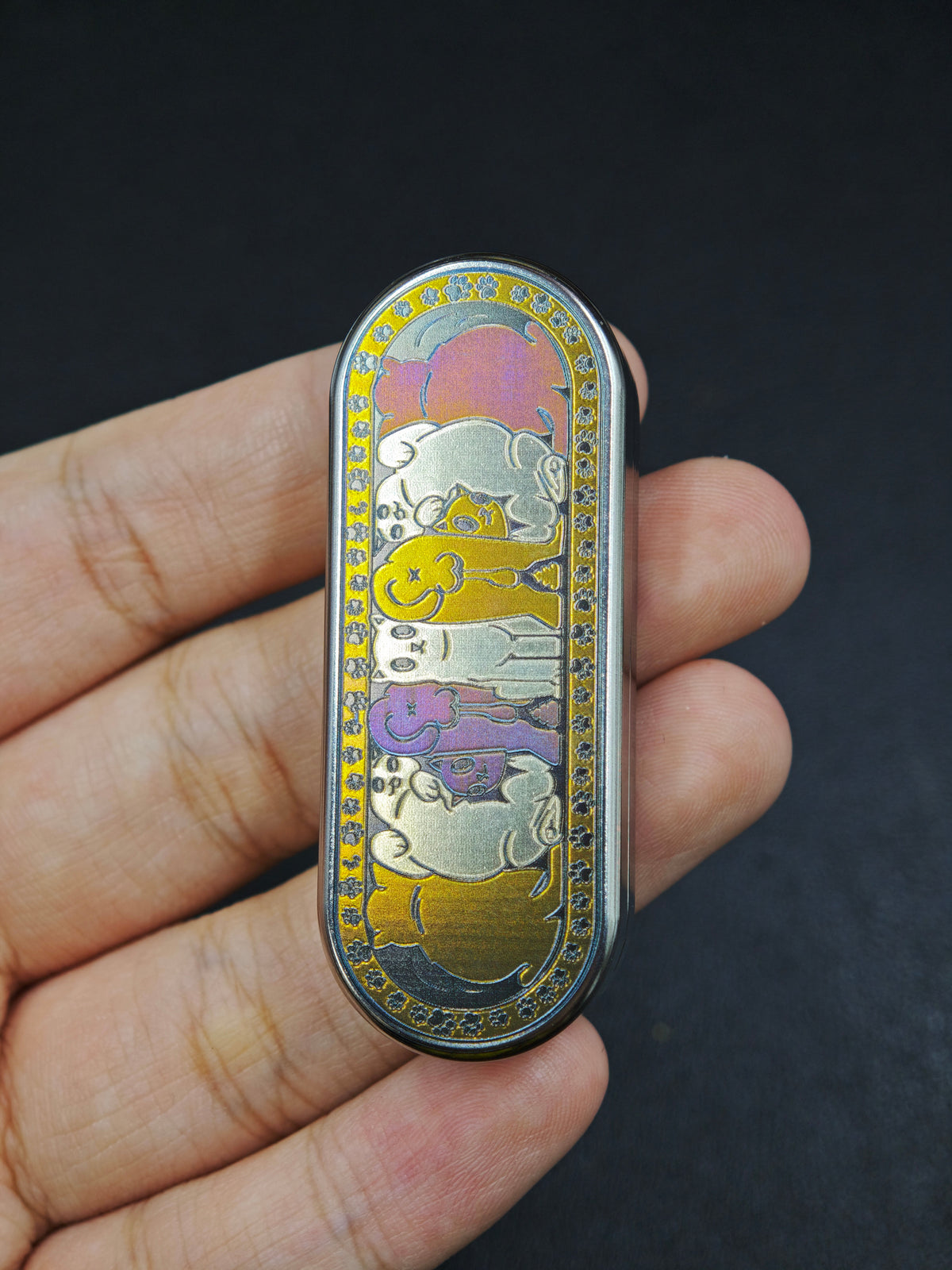Ming Yin Titanium Color-Anodized Engraved