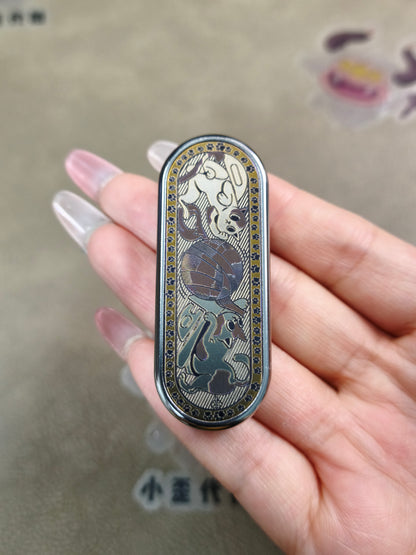 Ming Yin Titanium Color-Anodized Engraved