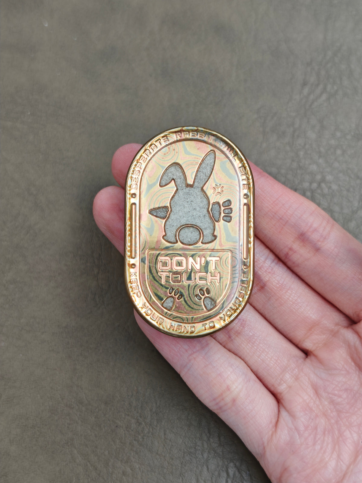 Grumpy Rabbit Rhythm Mokume Etched Resin-Sealed Polished