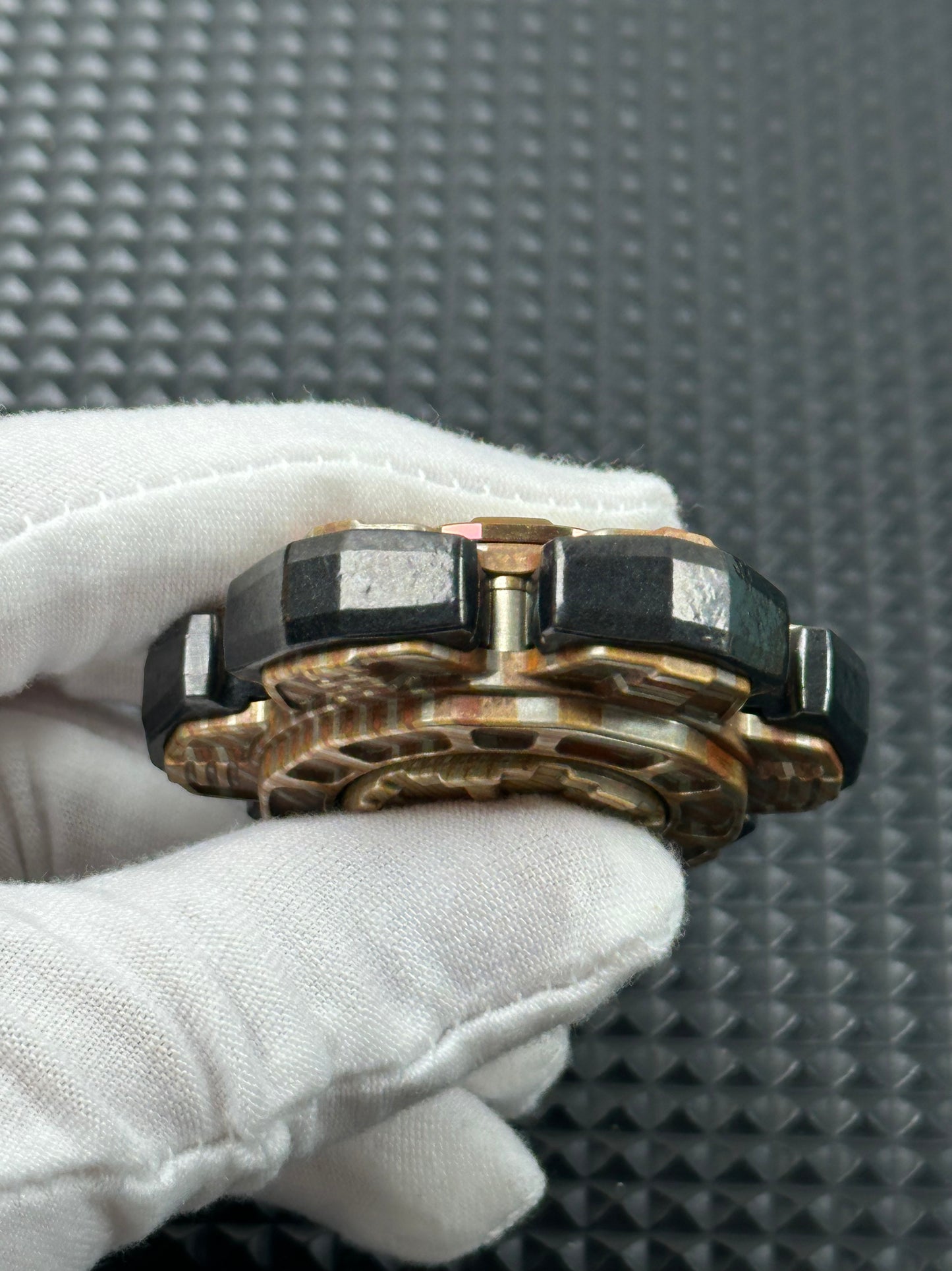 Triple Leaf Ignition Shell Opening Mokume Etched Polished