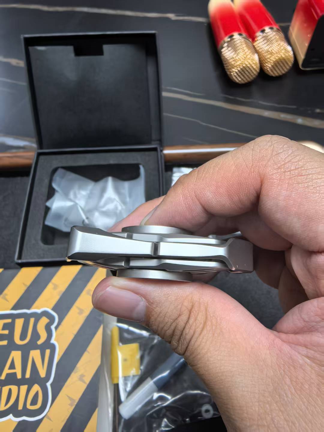 Hades 8 Leaf Offset Plate Stainless Steel Blasted