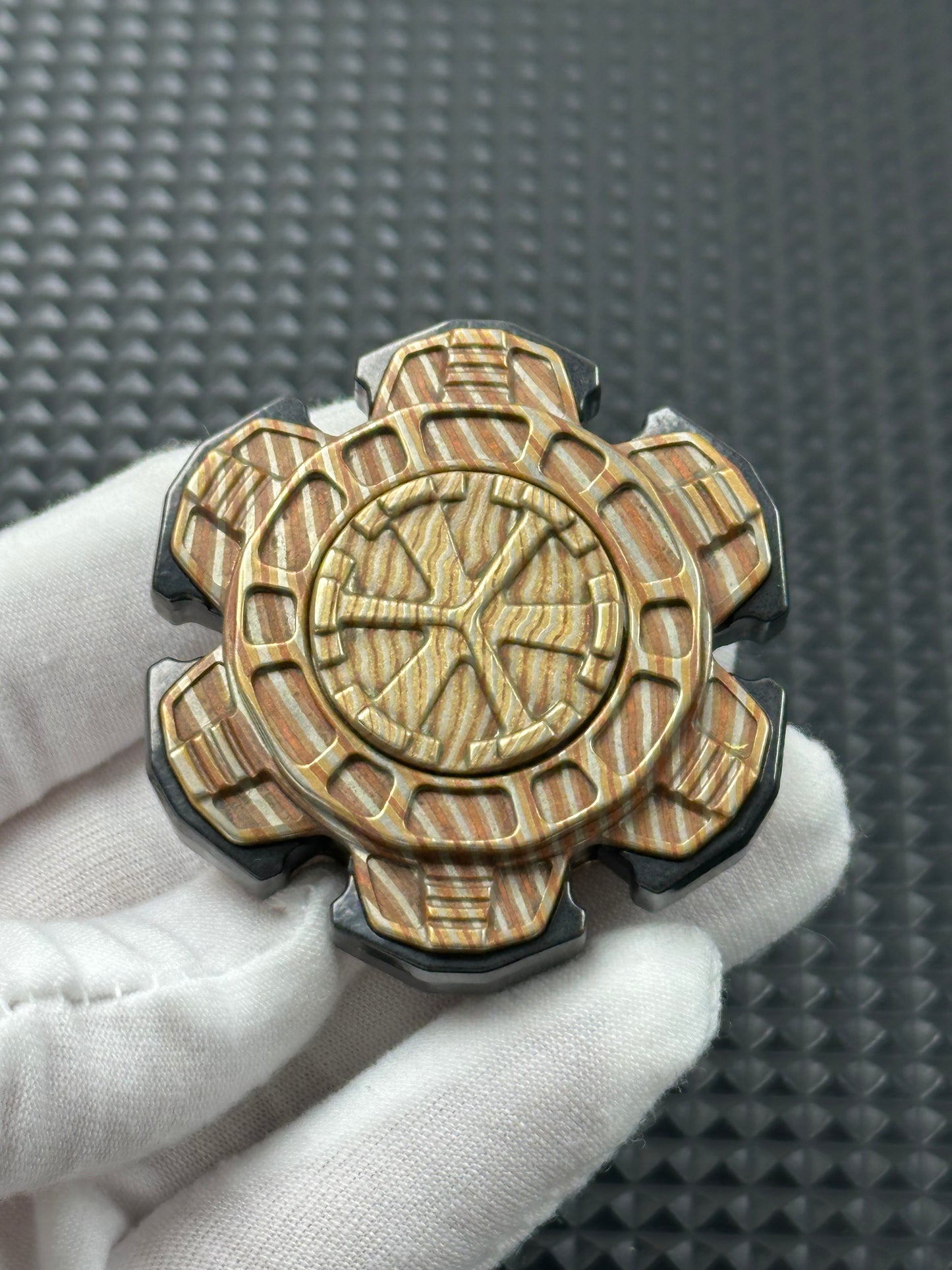 Triple Leaf Ignition Shell Opening Mokume Etched Polished