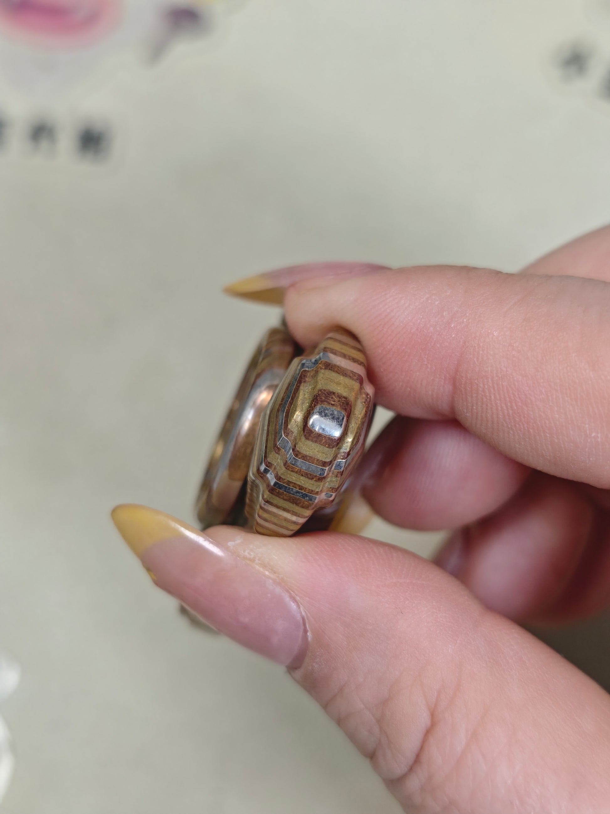 Toothless Mini Pearl White Mokume Copper