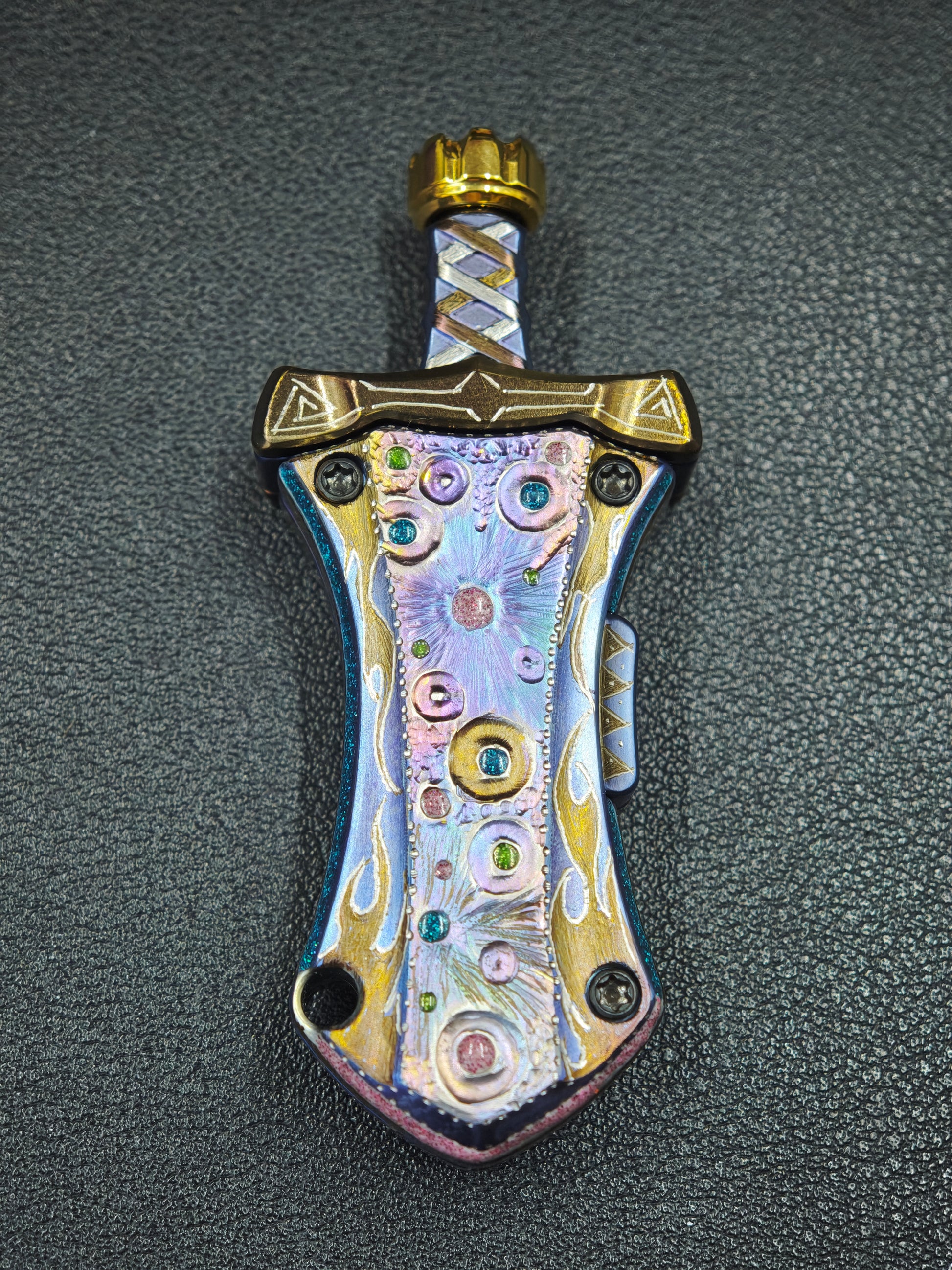 Master Sword Titanium Gold Plated Engraved