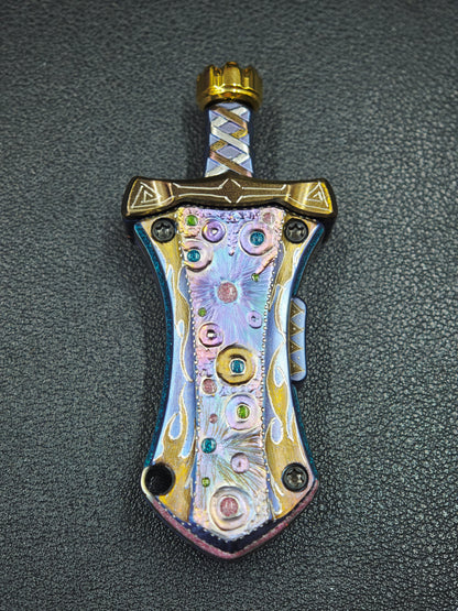 Master Sword Titanium Gold Plated Engraved