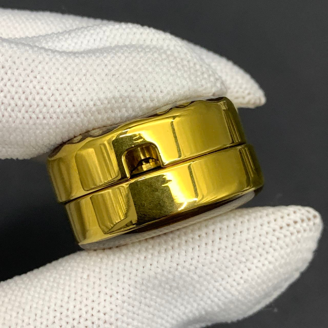 Ripple 2.0 Stainless Steel Gold Plated Resin-Sealed Engraved
