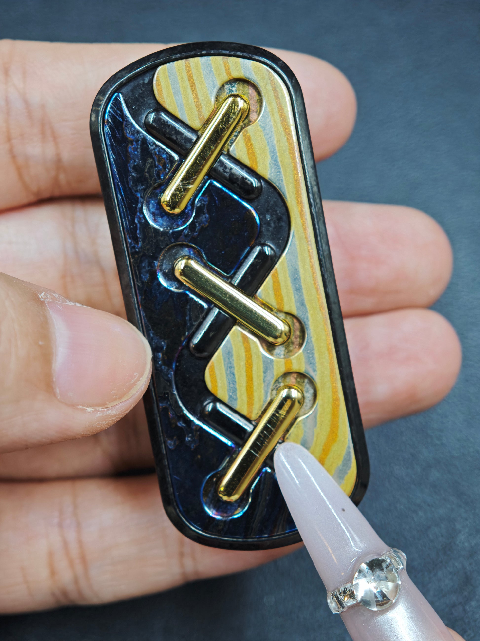 Razor Edge Zircuti Mokume Crystallized Titanium