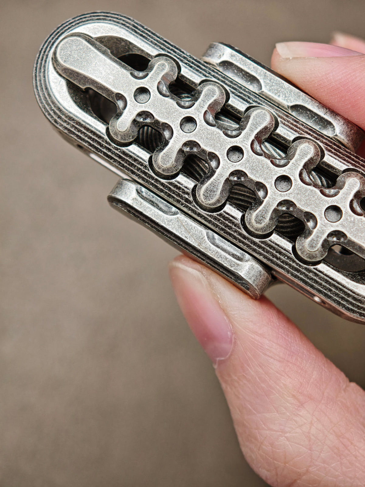 Exoskeleton Magnetic Mechanical Stainless Steel Distressed