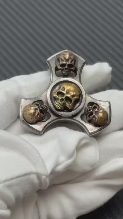 Three Leaf Skull Brass Stainless Steel