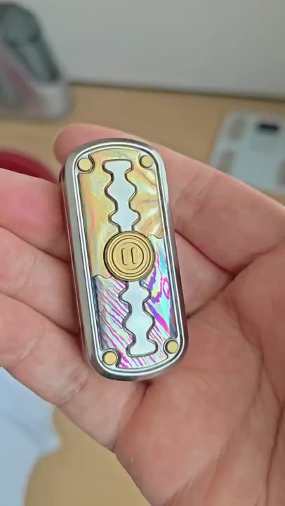 Razor Edge Crystallized Titanium Mokuti Mokume