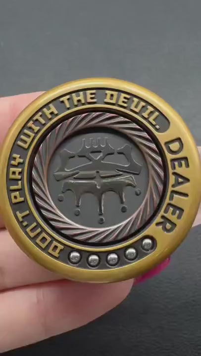 Dealer Button Brass Distressed Polished