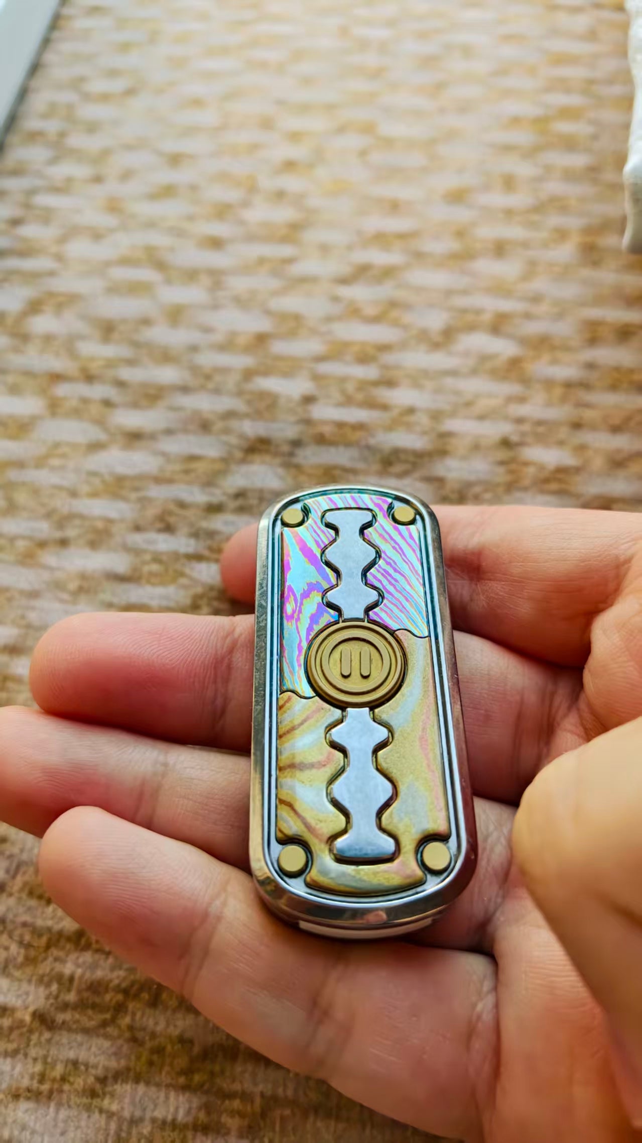 Razor Edge Crystallized Titanium Mokuti Mokume