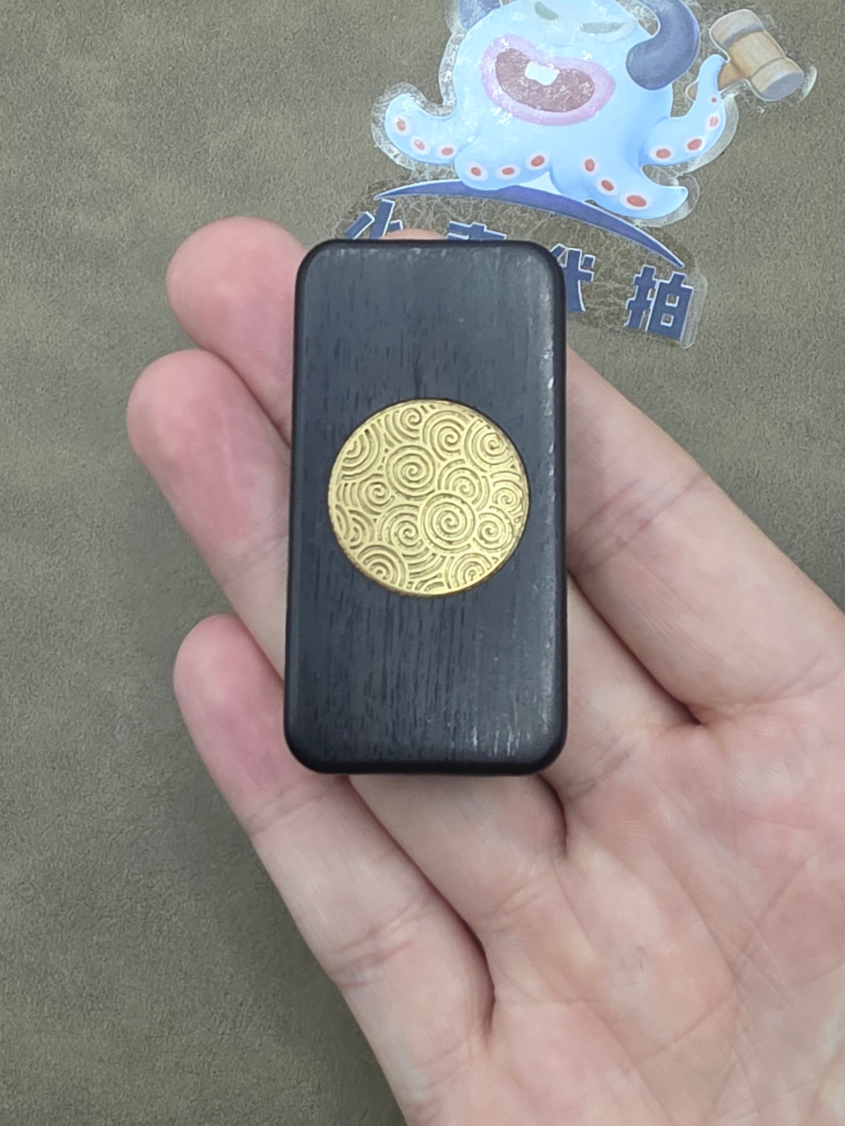 Brocade & Azure Paperweight African Blackwood