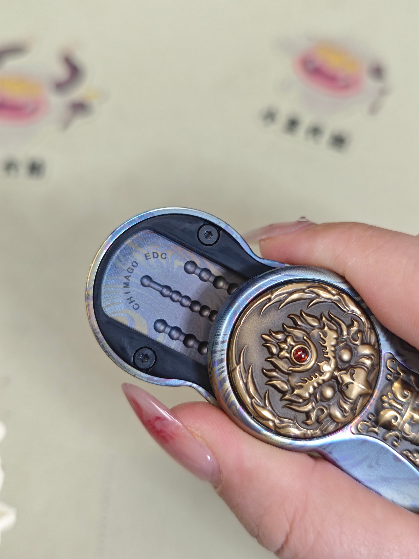 Demon Subduing Toga Tangcao Pattern Titanium Color-Anodized