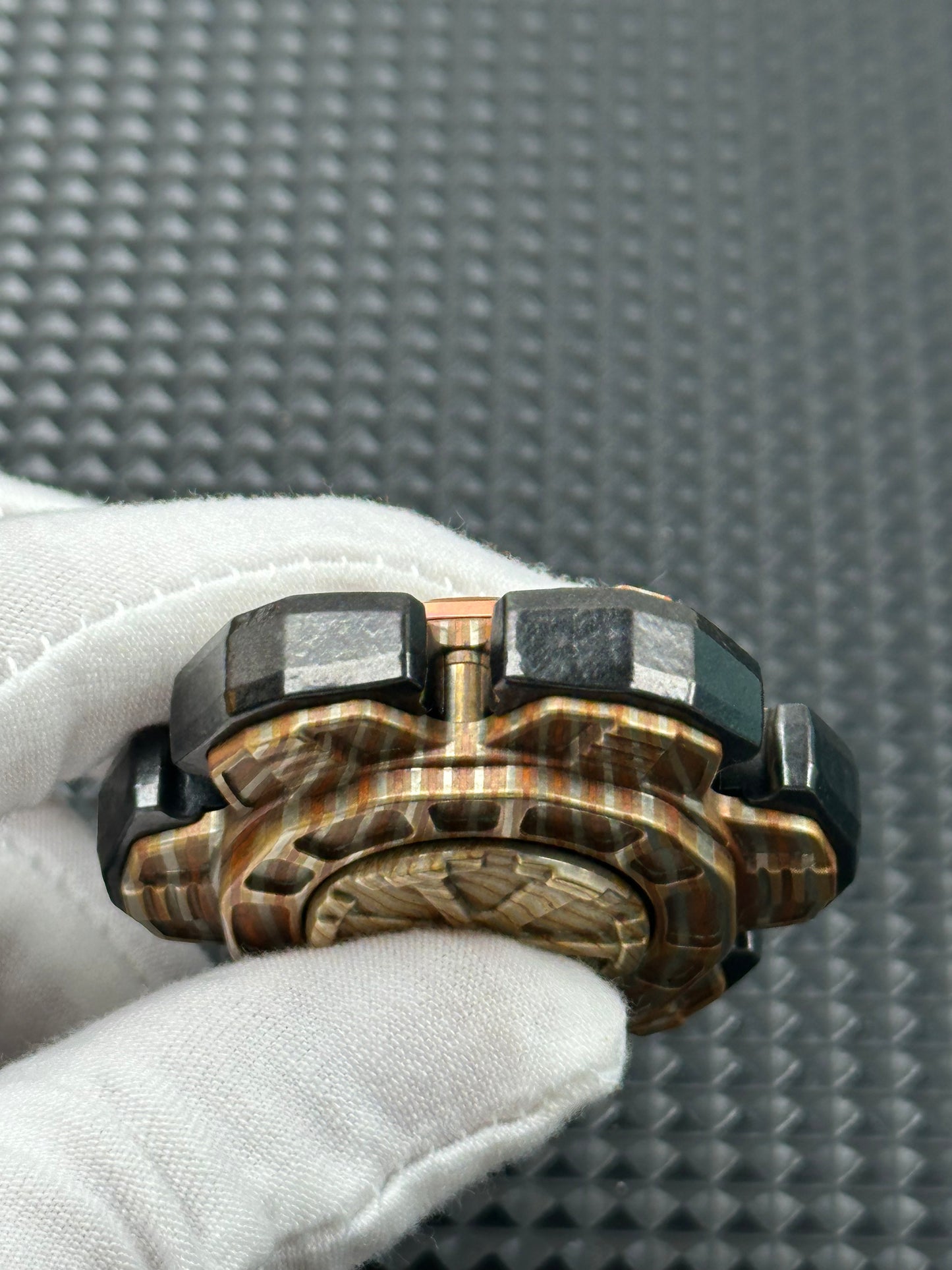 Triple Leaf Ignition Shell Opening Mokume Etched Polished