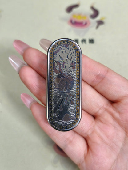 Ming Yin Titanium Color-Anodized Engraved