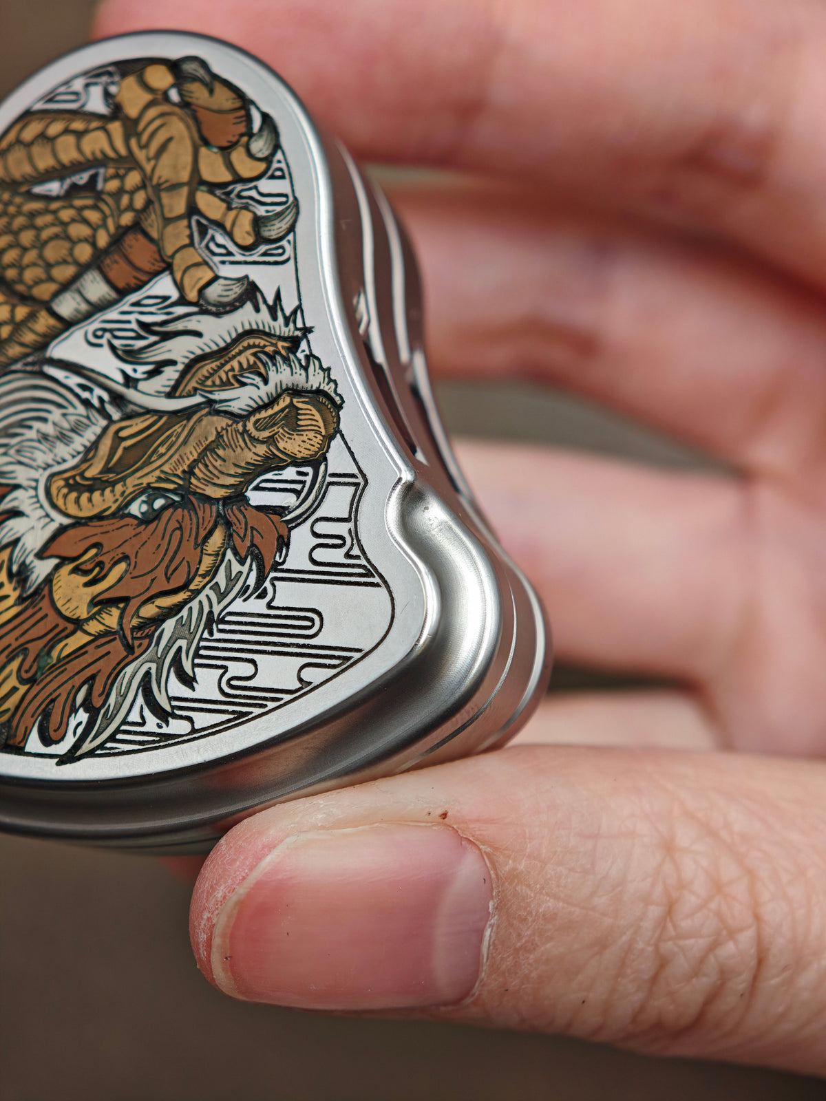 Balled Shell Stainless Steel Engraved