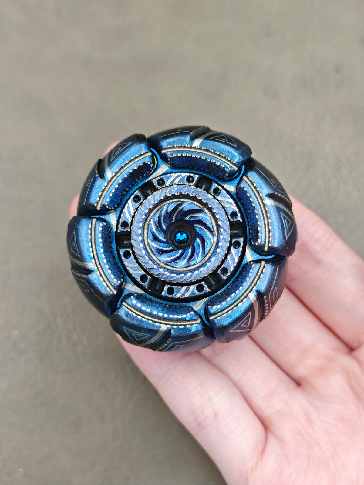 Pillbug Shell Opening Zirconium Color-Anodized Engraved