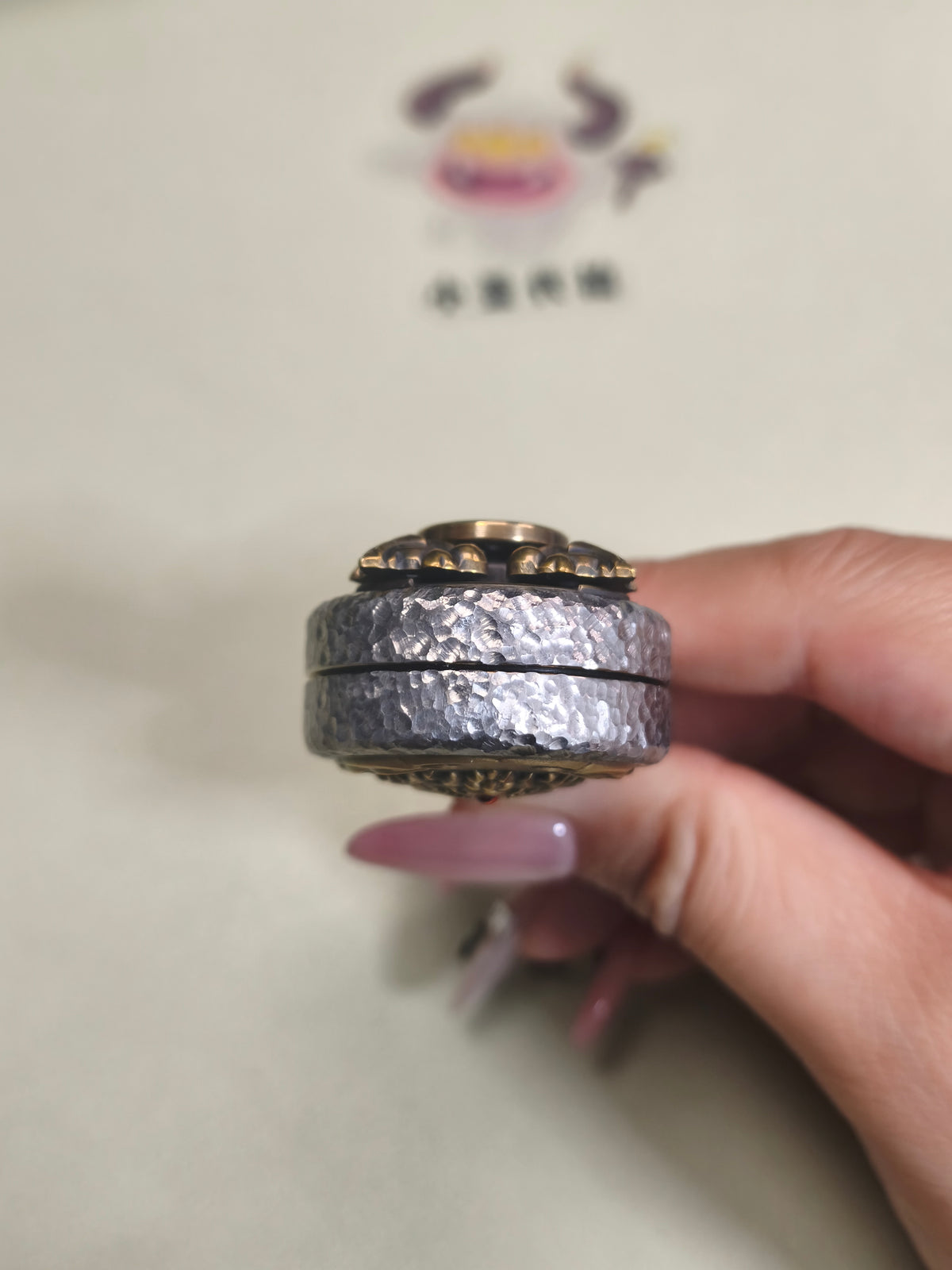 Demon Subduing Toga Tangcao Pattern Titanium Stone Textured