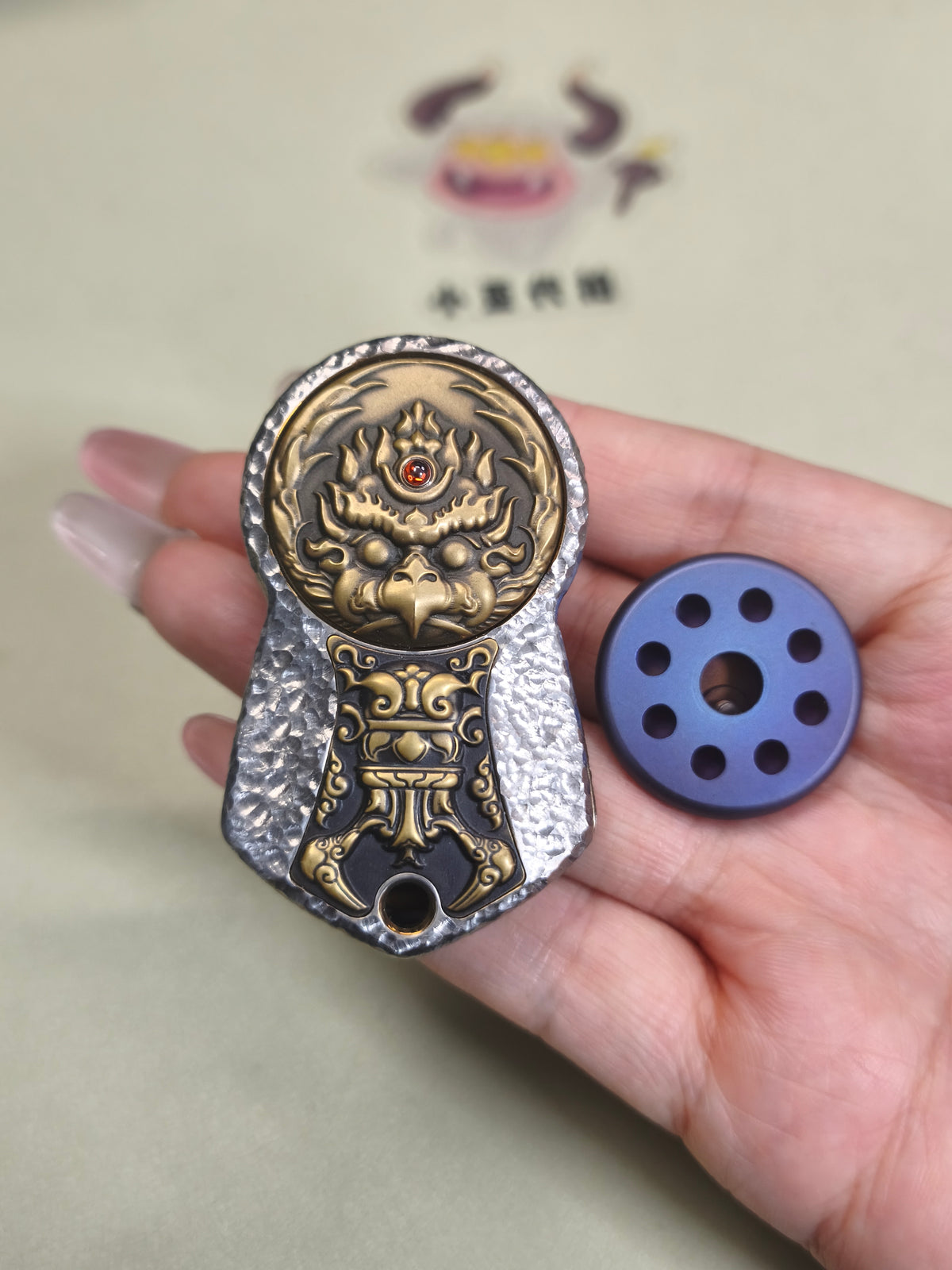 Demon Subduing Toga Tangcao Pattern Titanium Stone Textured
