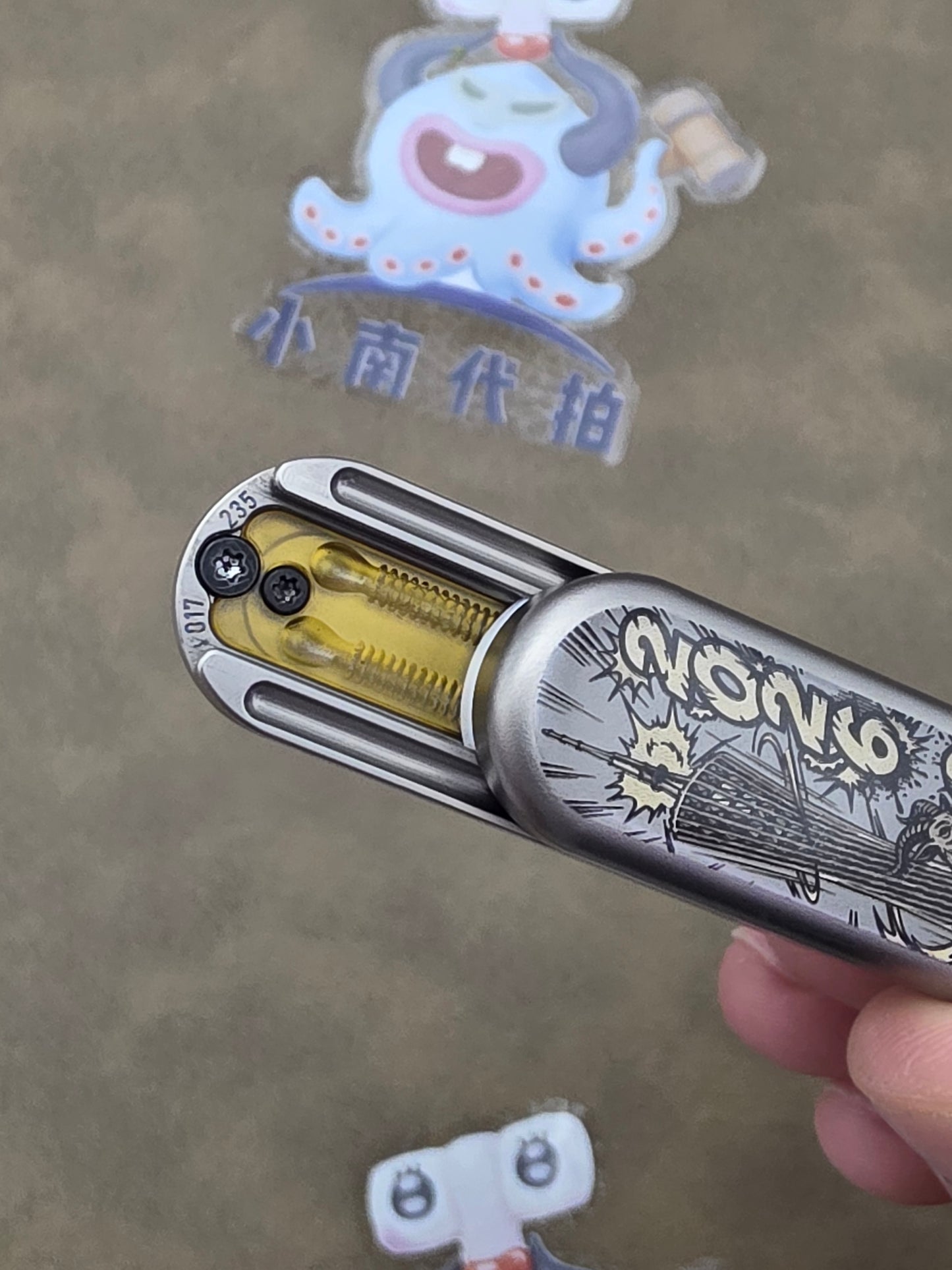 Bean+ Titanium Resin-Sealed Engraved